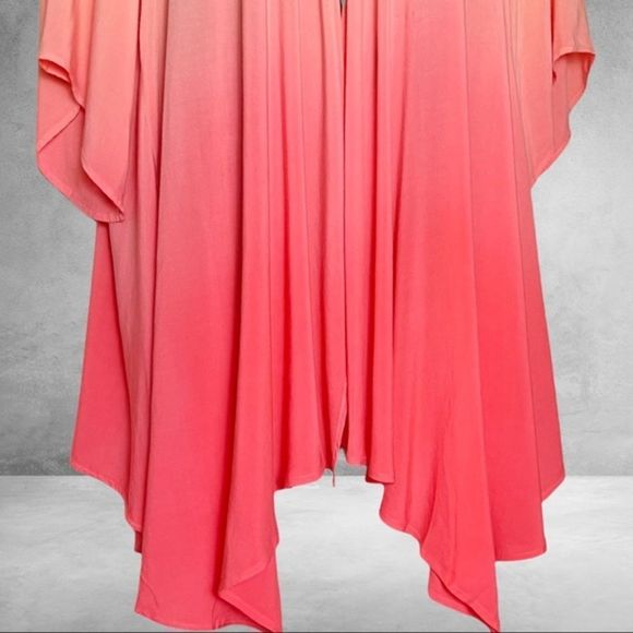 Torrid Chiffon Dip Dye Coral Drape Front Kimono NWT - Picture 15 of 15